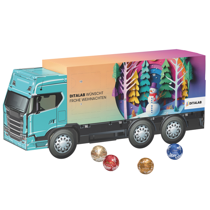 Adventskalender LKW long, Lindt LINDOR Minikugeln