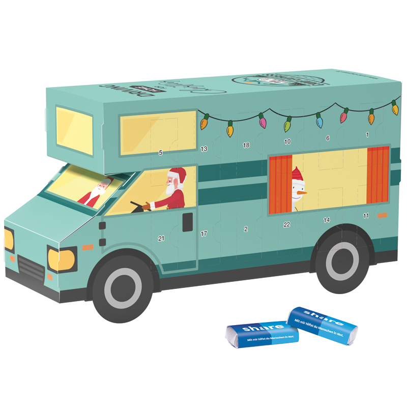Adventskalender Wohnmobil, share Schokotäfelchen