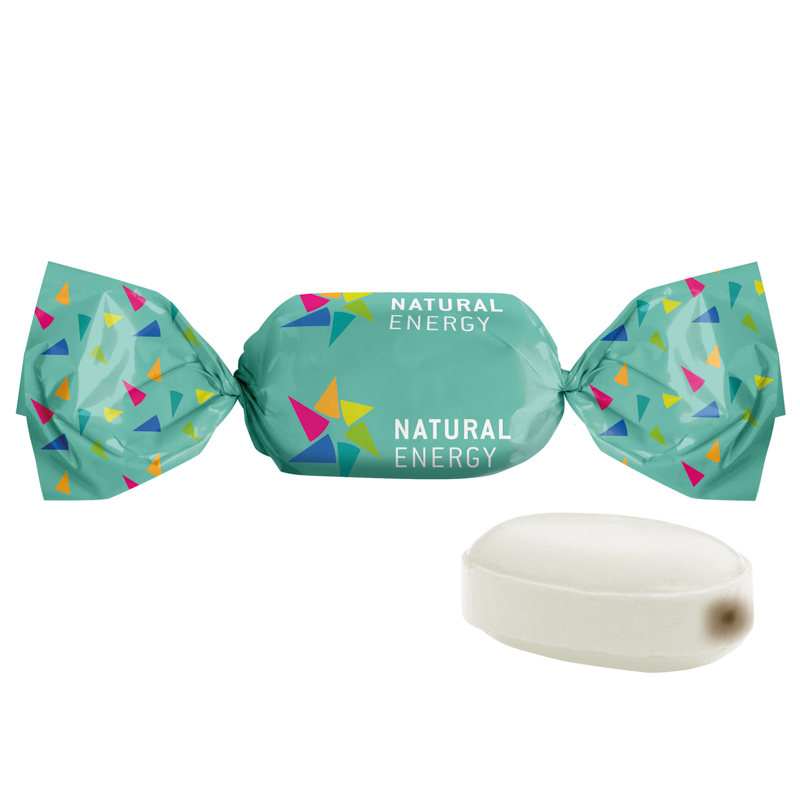 Schoko-Minz Bonbon im weißen, kompostierbaren Wickler