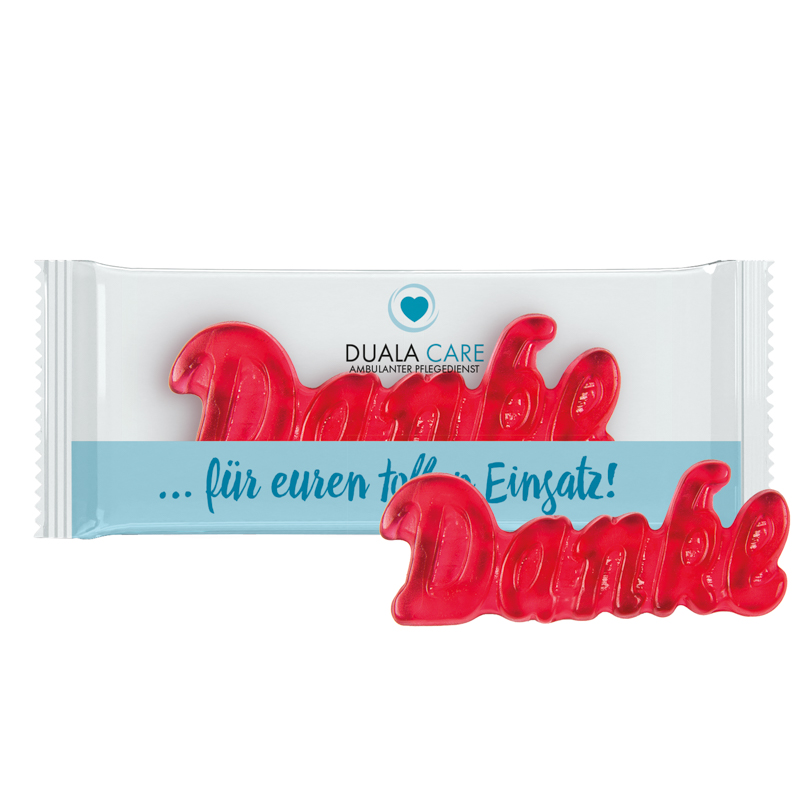 Trolli Fruchtgummi „Danke“, Folie transparent