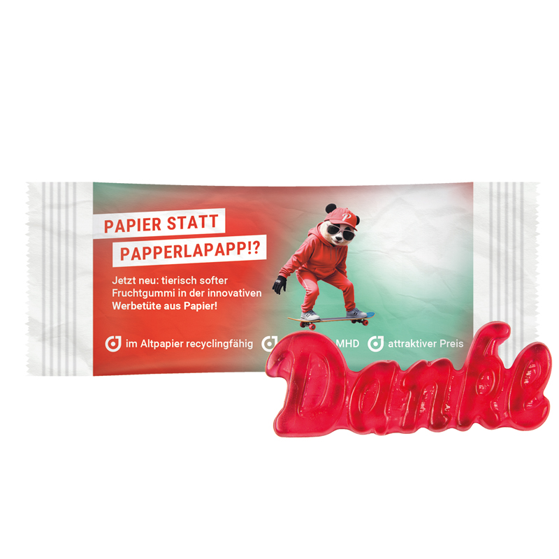 Trolli Fruchtgummi „Danke“, recyclingfähiges PapierPlus Pro, weiß