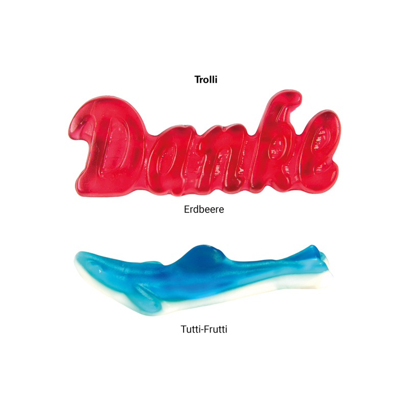 Trolli Fruchtgummi „Danke“, Folie mit ca. 50 % Papieranteil, weiß
