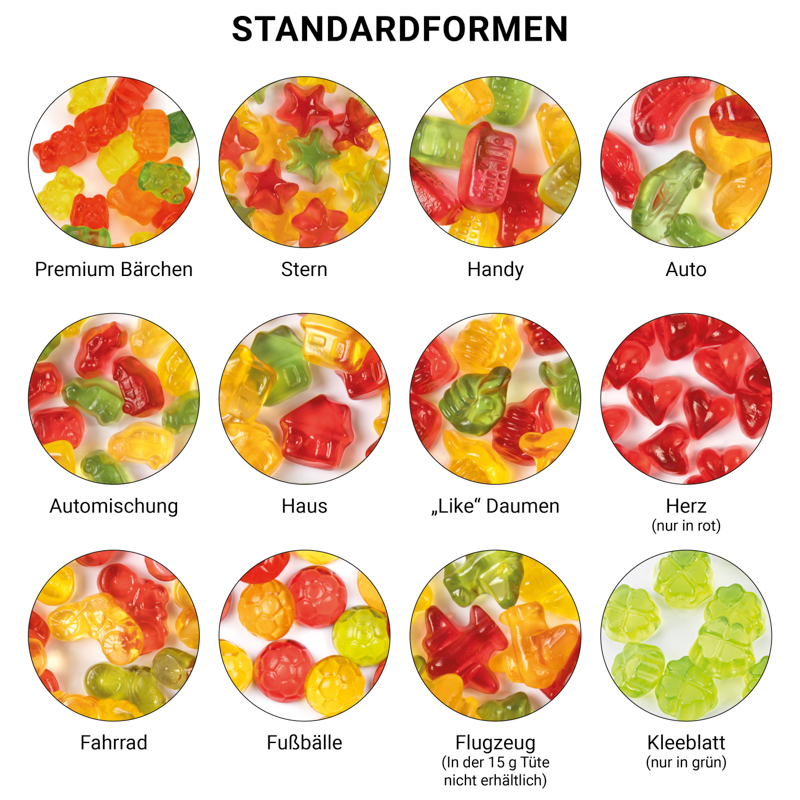 Minitüte 15 g, kompostierbare Folie weiß, Trolli Fruchtgummi Handy