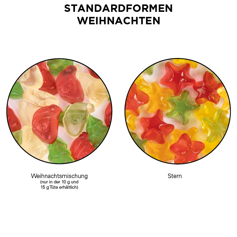 Minitüte 15 g, Folie weiß, Trolli Fruchtgummi Weihnachtsmischung