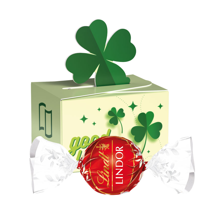Geschenkbox Mini Kleeblatt, Lindt LINDOR Milchkugeln