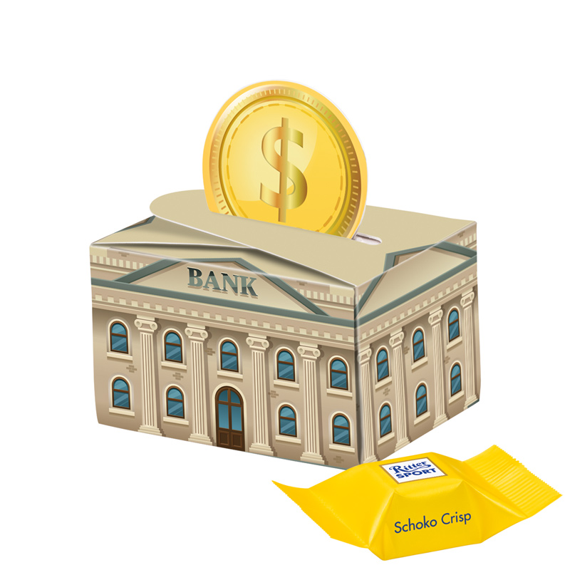 Geschenkbox Mini Rund, Ritter SPORT Schokowürfel Schoko Crisp