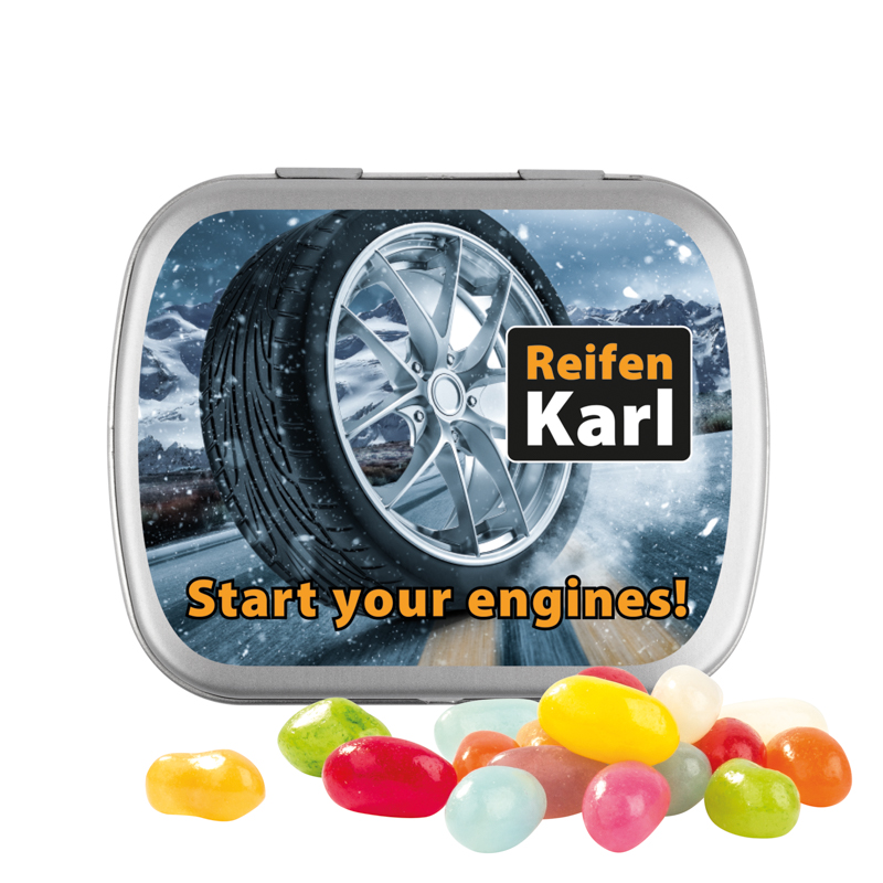 Klappdose, matt-silber, American Style Jelly Beans