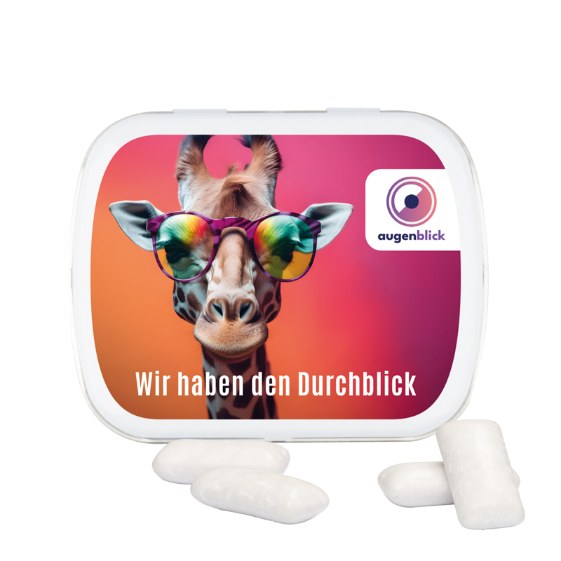 Klappdose, weiß, KoRo Menthol Kaugummi