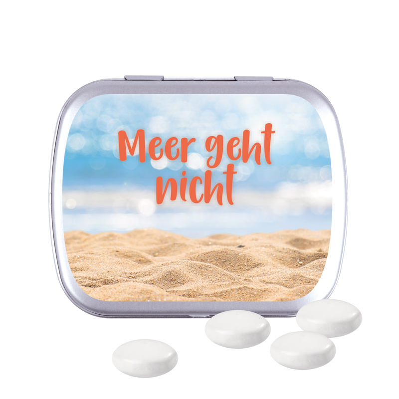 Klappdose, silber-blank, Mentos Kaudragee Mint