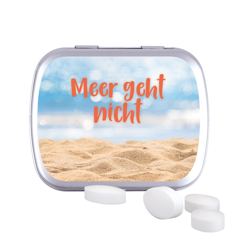 Klappdose, silber-blank, Pfeffi zuckerfreien Pfefferminzpastillen