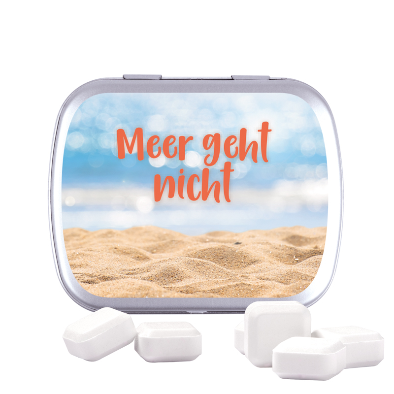 Klappdose, silber-blank, Traubenzuckerquadrate