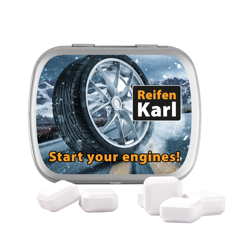 Klappdose, matt-silber, Traubenzuckerquadrate