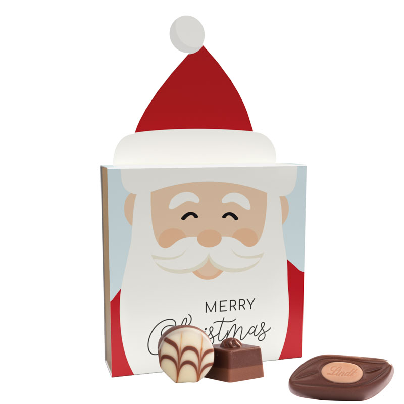 Lindt Präsent im Werbeschuber „Weihnachtsmütze“, Lindt Mini Pralinés