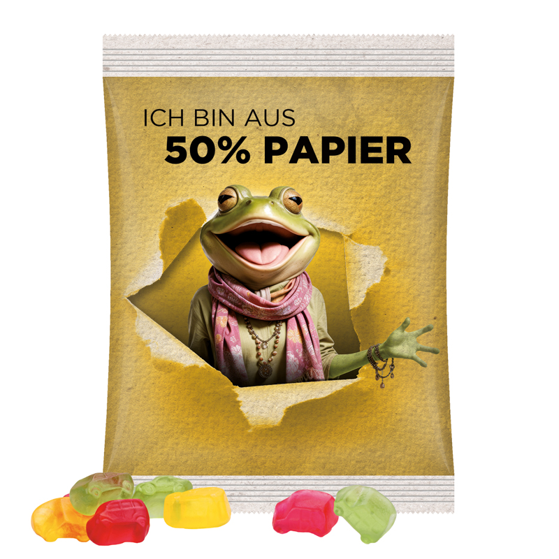 Maxitüte, Folie mit ca. 50% Papieranteil, weiß, Trolli Fruchtgummi Auto-Mischung