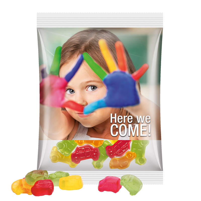 Maxitüte, Folie transparent, Trolli Fruchtgummi Auto-Mischung