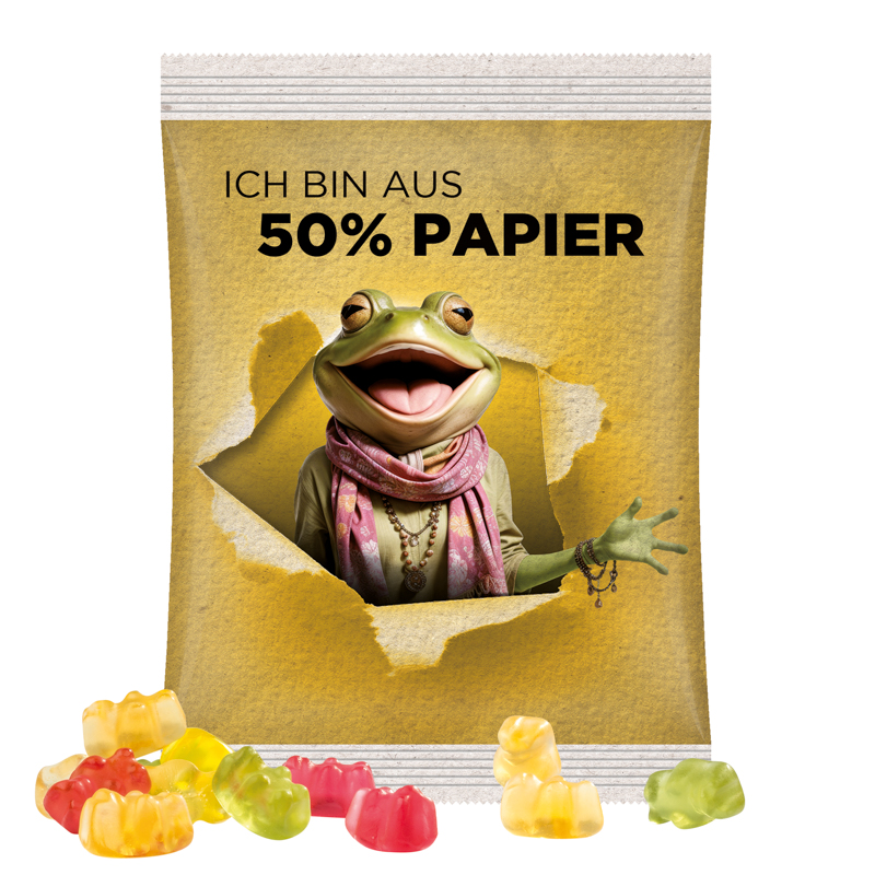 Maxitüte, Folie mit ca. 50% Papieranteil, weiß, Trolli Premium Bärchen