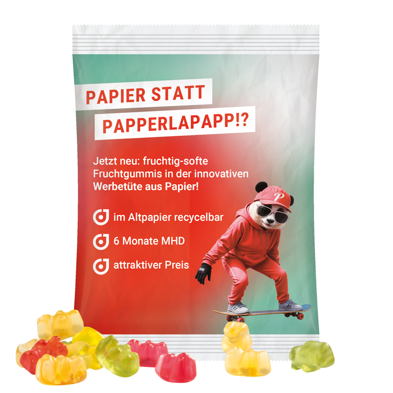 Maxitüte, recyclingfähiges Papier weiß, Trolli Premium Bärchen