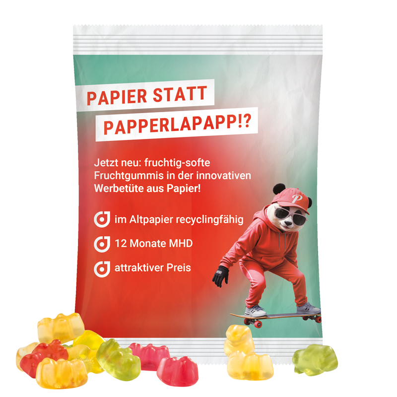 Maxitüte, recyclingfähiges PapierPlus Pro weiß, Trolli Premium Bärchen