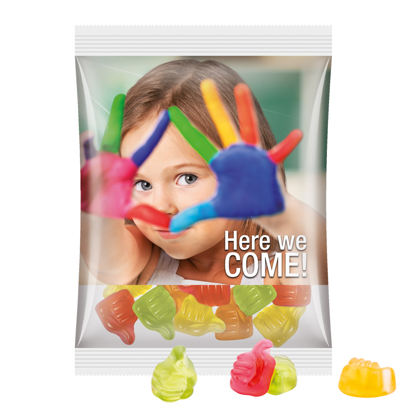 Maxitüte, Folie transparent, Trolli Fruchtgummi Daumen