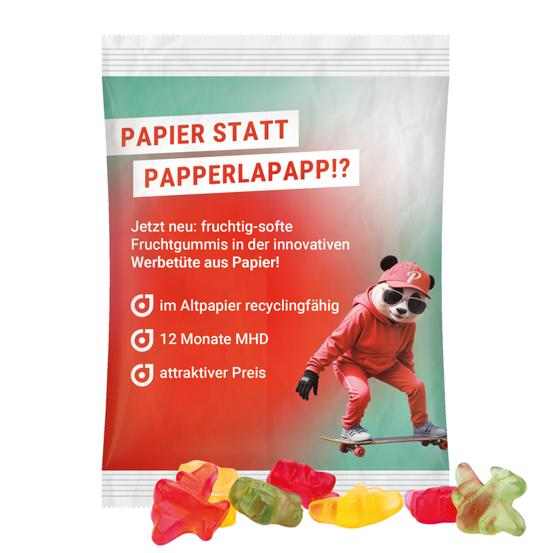 Maxitüte, recyclingfähiges PapierPlus Pro weiß, Trolli Fruchtgummi Flugzeuge