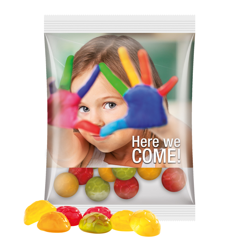 Maxitüte, Folie transparent, Trolli Fruchtgummi Fußbälle