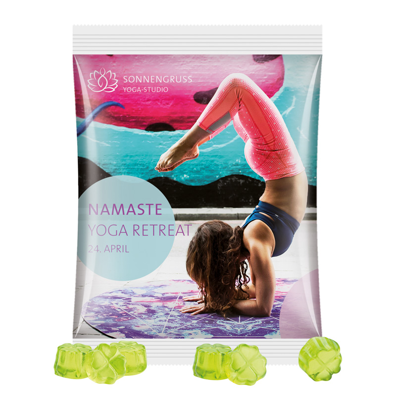 Maxitüte, Folie weiß, Trolli Fruchtgummi Kleeblatt