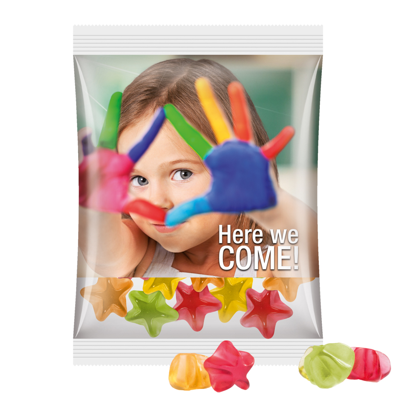 Maxitüte, Folie transparent, Trolli Fruchtgummi Sterne