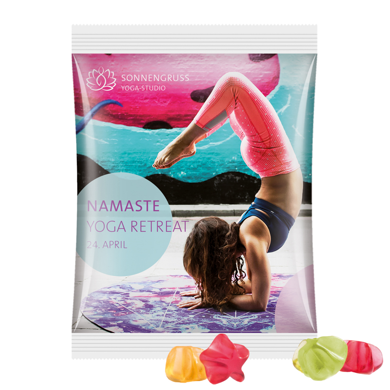Maxitüte, Folie weiß, Trolli Fruchtgummi Sterne