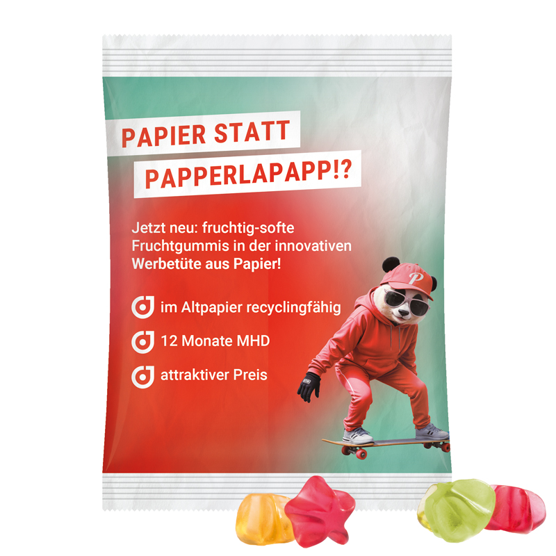 Maxitüte, recyclingfähiges PapierPlus Pro weiß, Trolli Fruchtgummi Sterne