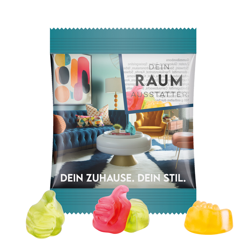 Minitüte 10 g, Folie transparent, Trolli Fruchtgummi Daumen