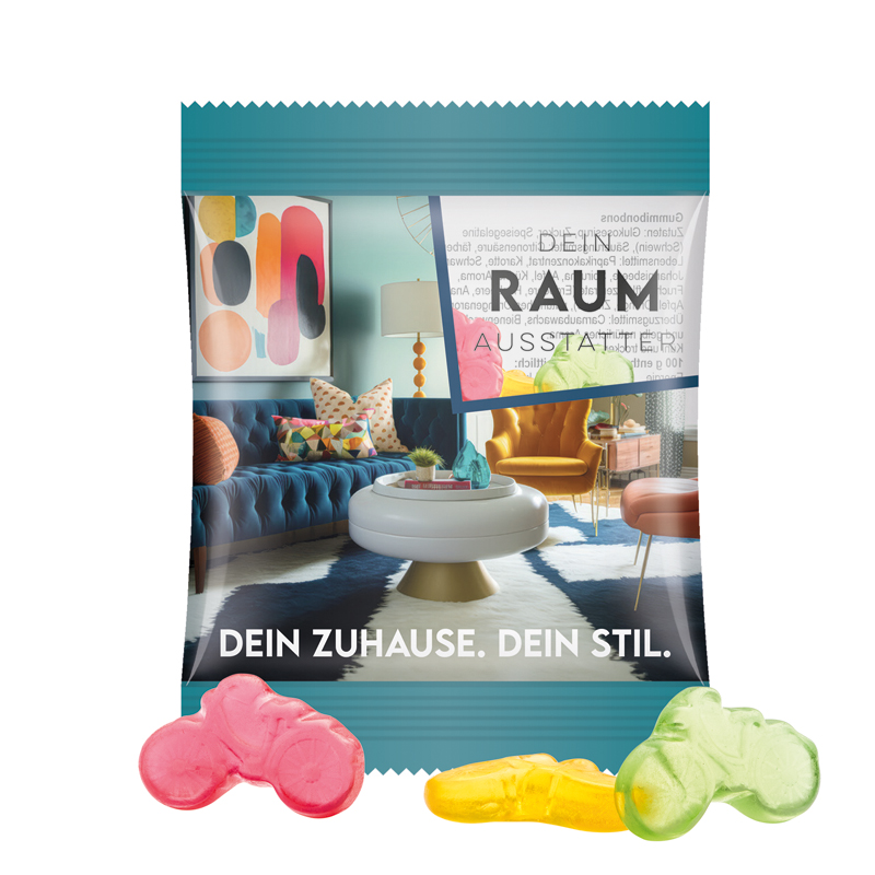 Minitüte 10 g, Folie transparent, Trolli Fruchtgummi Fahrrad