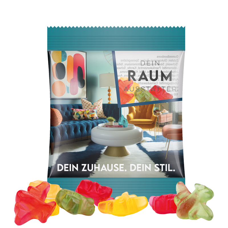 Minitüte 10 g, Folie transparent, Trolli Fruchtgummi Flugzeuge