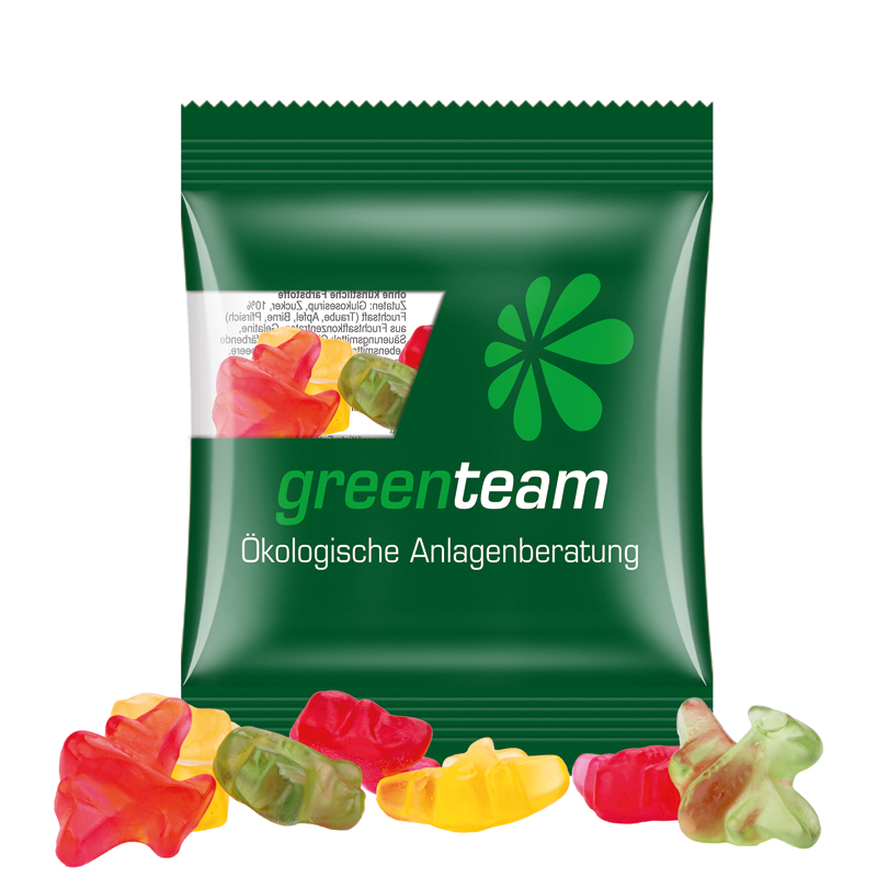 Minitüte 10 g, kompostierbare Folie transparent, Trolli Fruchtgummi Flugzeuge
