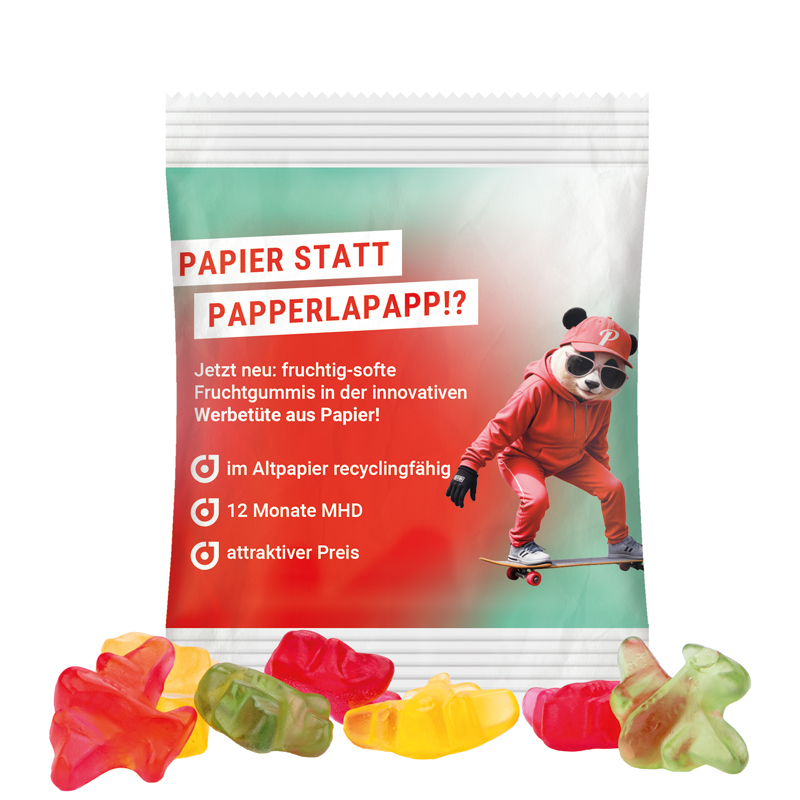 Minitüte 10 g, recyclingfähiges PapierPlus Pro weiß, Trolli Fruchtgummi Flugzeuge