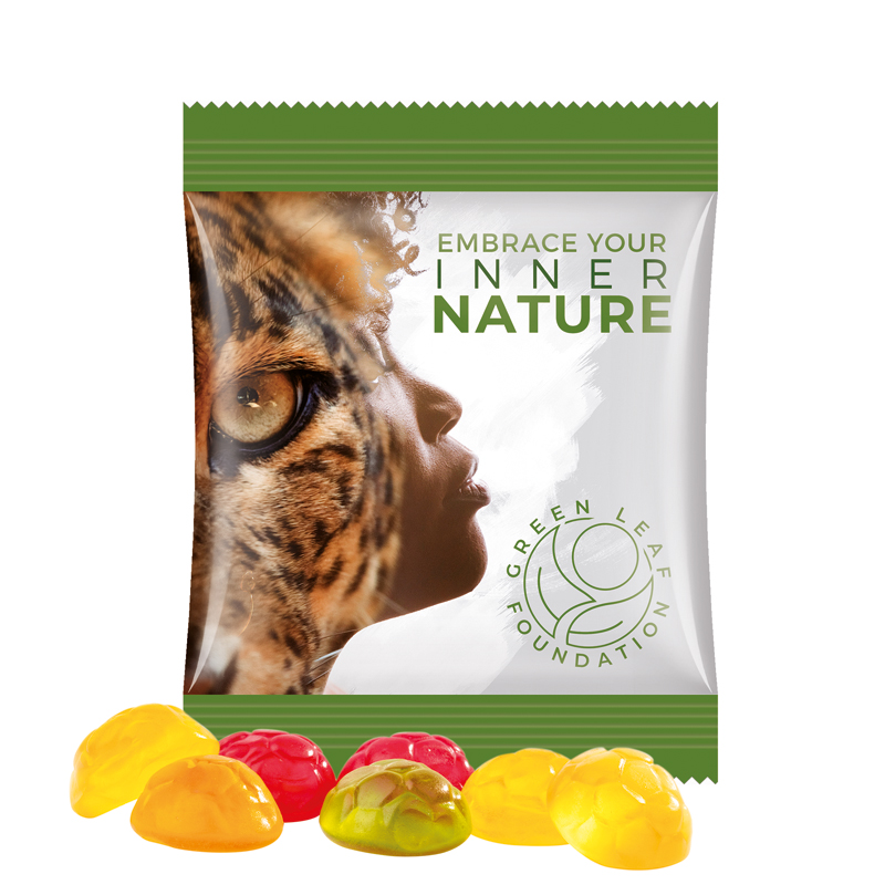 Minitüte 10 g, Folie weiß, Trolli Fruchtgummi Fußbälle