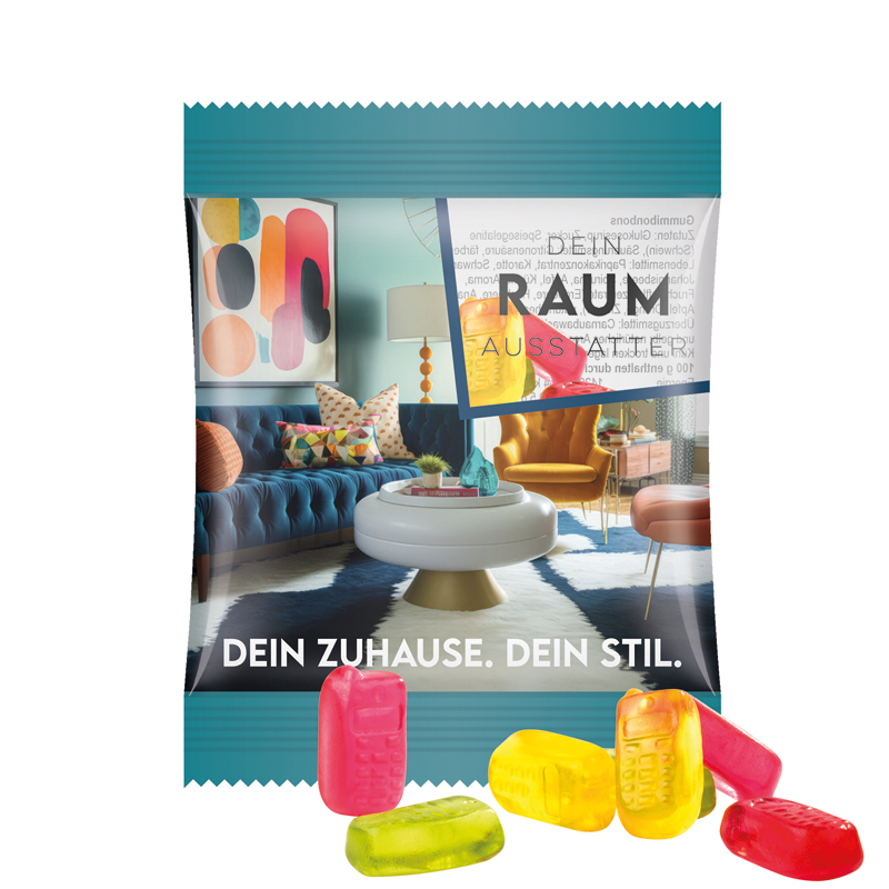 Minitüte 10 g, Folie transparent, Trolli Fruchtgummi Handy