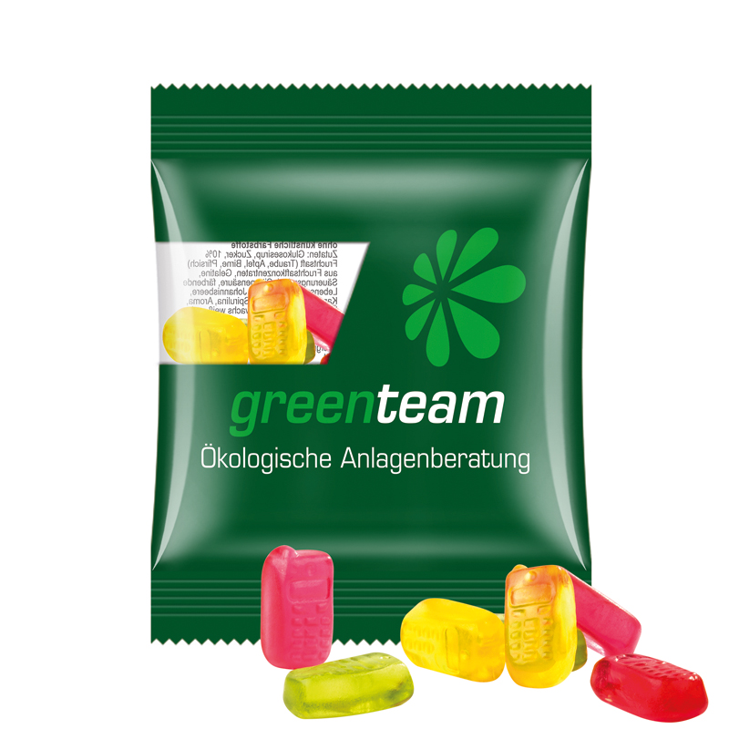 Minitüte 10 g, kompostierbare Folie transparent, Trolli Fruchtgummi Handy