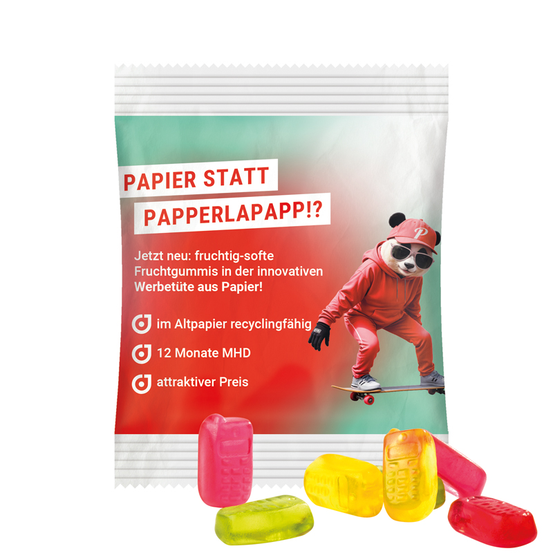 Minitüte 10 g, recyclingfähiges PapierPlus Pro weiß, Trolli Fruchtgummi Handy