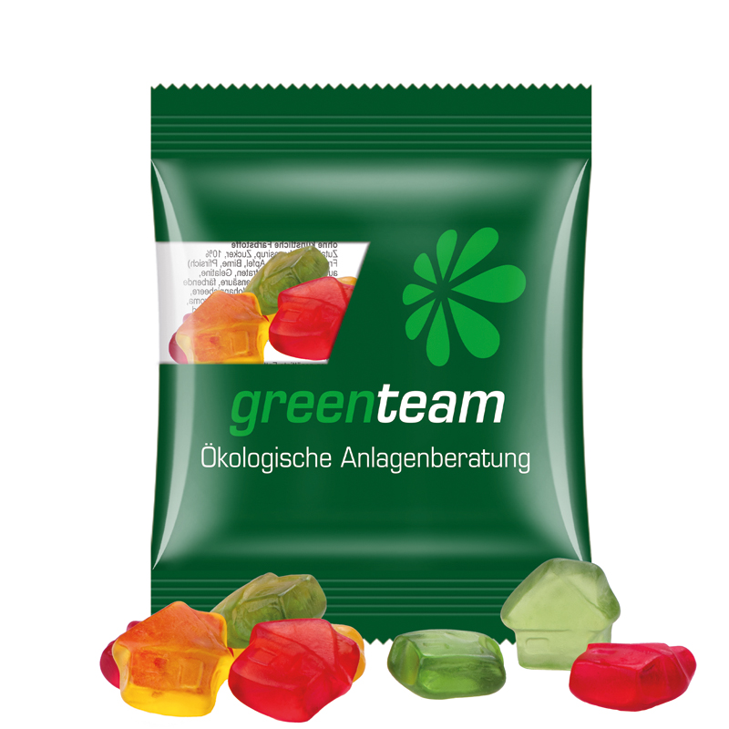 Minitüte 10 g, kompostierbare Folie transparent, Trolli Fruchtgummi Haus