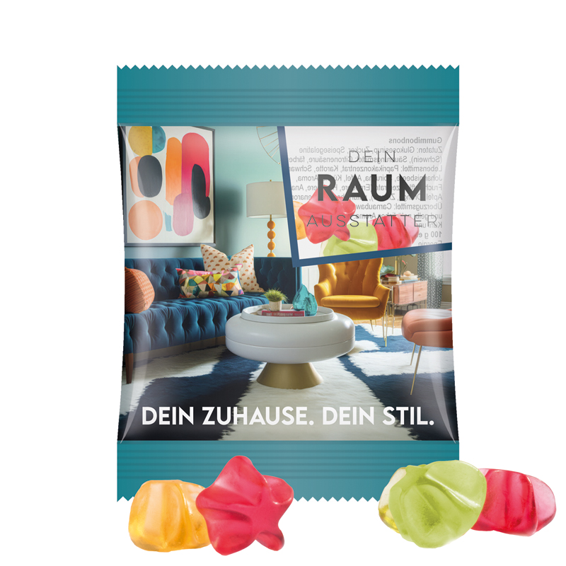 Minitüte 10 g, Folie transparent, Trolli Fruchtgummi Sterne