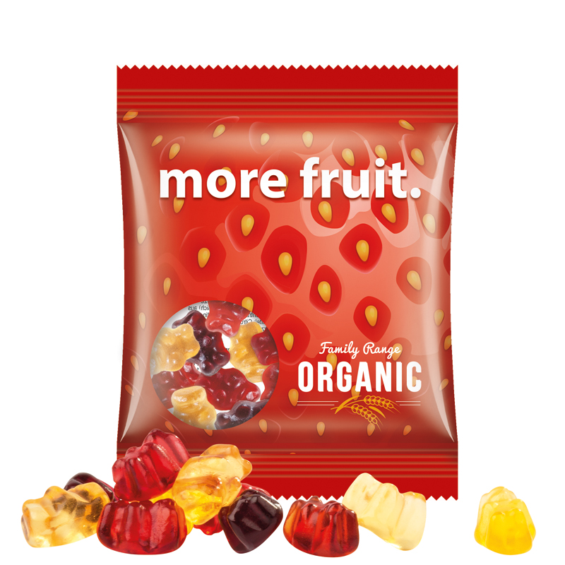 Minitüte 10 g, Folie transparent, Trolli Fruchtgummibären, 30 % Fruchtsaftqualität