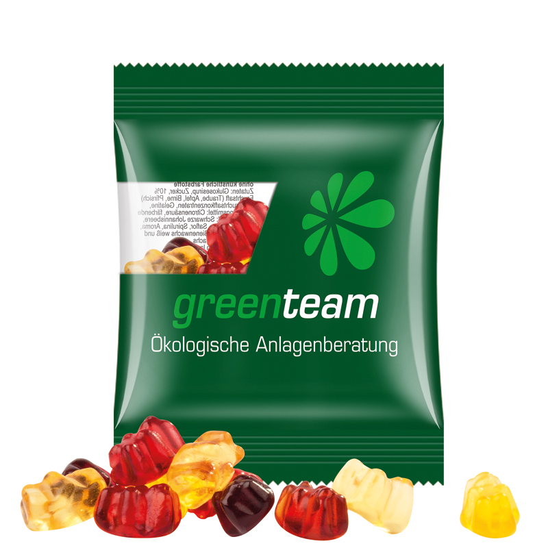 Minitüte 10 g, kompostierbare Folie transparent, Trolli Fruchtgummibären, 30 % Fruchtsaftqualität Exquisit