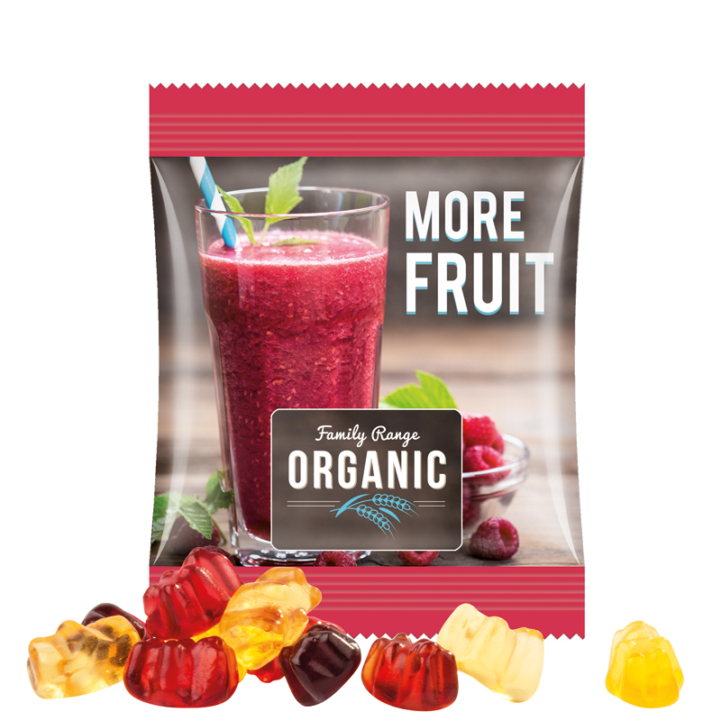 Minitüte 10 g, Folie weiß, Trolli Fruchtgummibären, 30 % Fruchtsaftqualität