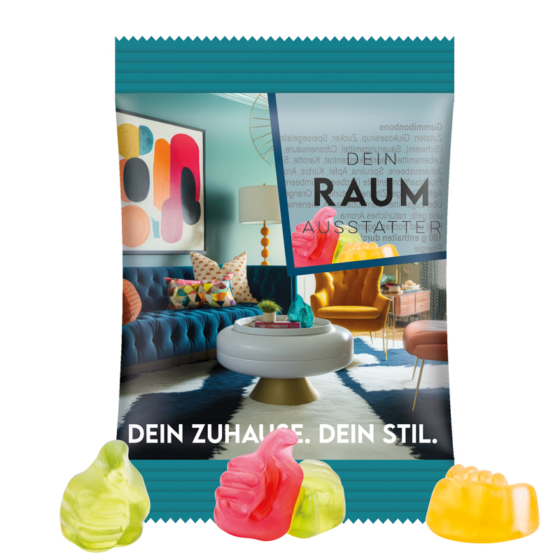 Minitüte 15 g, Folie, transparent, Trolli Fruchtgummi Daumen