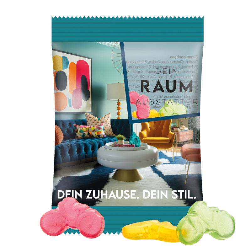 Minitüte 15 g, Folie, transparent, Trolli Fruchtgummi Fahrrad