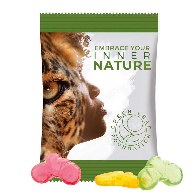 Minitüte 15 g, Folie weiß, Trolli Fruchtgummi Fahrrad