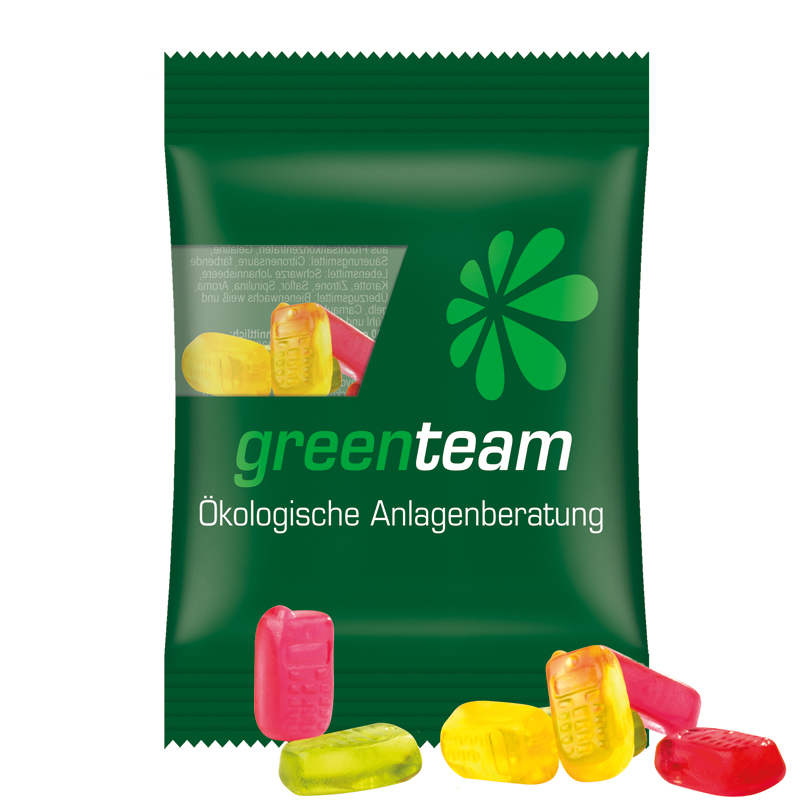 Minitüte 15 g, kompostierbare Folie transparent, Trolli Fruchtgummi Handy