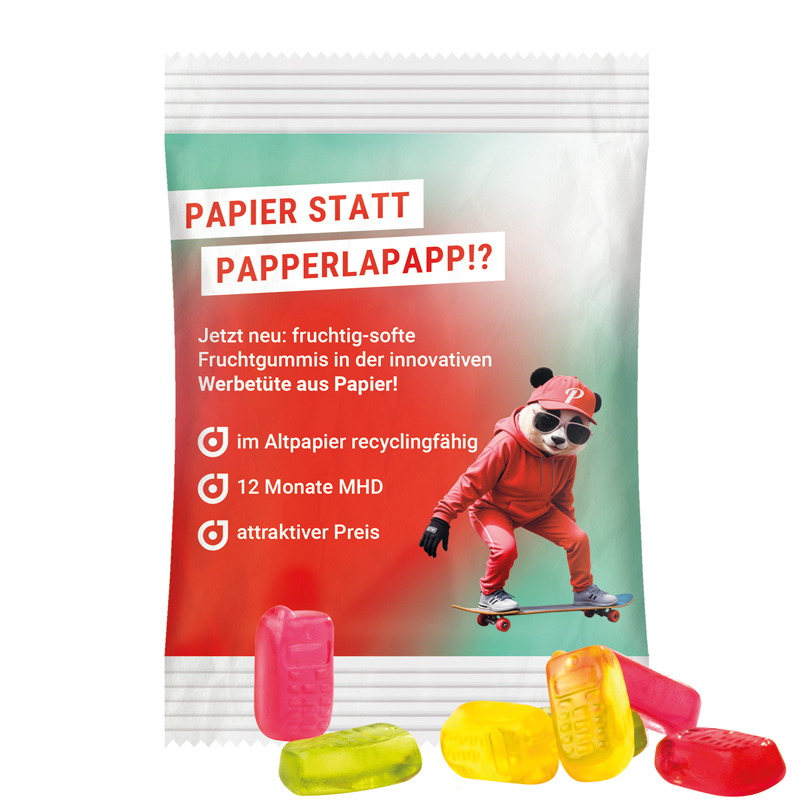 Minitüte 15 g, recyclingfähiges PapierPlus Pro weiß, Trolli Fruchtgummi Handy
