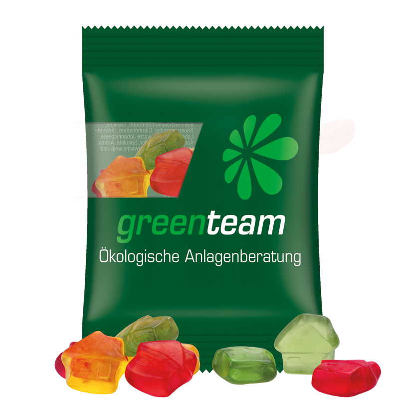 Minitüte 15 g, kompostierbare Folie transparent, Trolli Fruchtgummi Haus