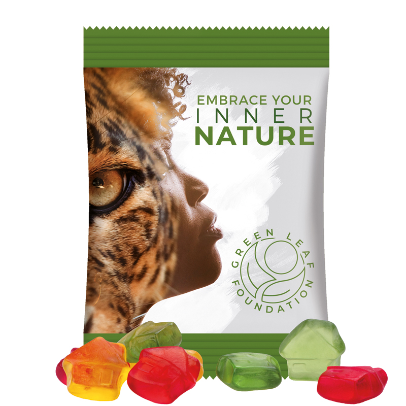 Minitüte 15 g, Folie weiß, Trolli Fruchtgummi Haus